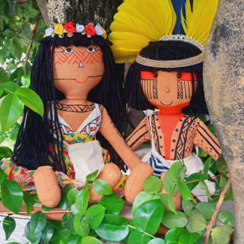 Casal Guaraní Anambé - cabelos de lã/olhos pintados