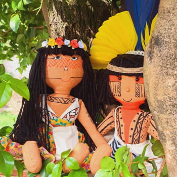 Casal Anambé - cabelos de lã/olhos pintados